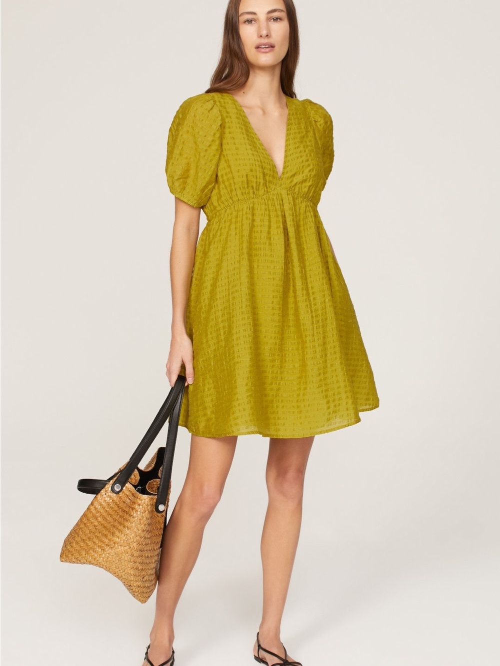 Madewell Annamarie Mini Dress in Chartreuse